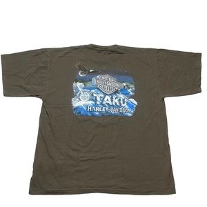 Vintage Y2K Harley Davidson T Shirt Size XXL Brown Juneau Alaska Eagle
